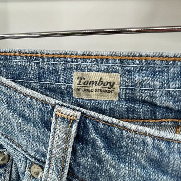 AG Adriano Goldschmied Blue Distressed Tomboy Relaxed Straight Size 31 - Picture 6 of 16